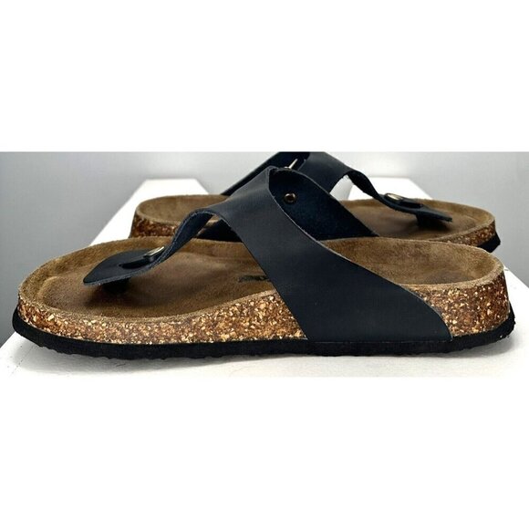 SoftMoc Womens Thong Sandals Leather Flats Brass Buckle Summer Black Size 10 - Picture 7 of 11